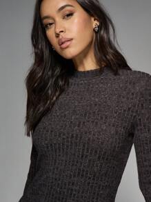 MISSGUIDED Round High Neck Flared Long Sleeve Floppy Fit Short Dress