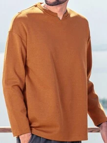 T-shirt à manches longues minimaliste casual pour homme, convient pour un port quotidien