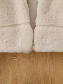 SHEIN Young Girl' Elegant Black Faux Fur Hooded Jacket For Autumn/Winter