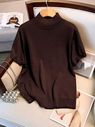 Regalyn Dopasowany sweter z dzianiny, krótki rękaw