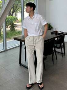 DAZY Men's Textured Half-Placket Pullover Shirt - White - View 7