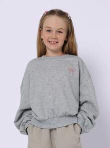 SUMWON Youth Dance Studio Sweatshirt Ballet Ribbon Collection Comfortable Oversized Pullover Winter Fall Wear Athletic Casual Dancing Practice Apparel - Light Grey - View 3