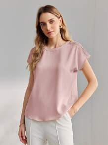 MOTF PREMIUM CONTRAST GUIPURE KANT BLOUSE MET VLEERMOUWEN