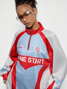 SHEIN EZwear Women's Daily Wear Hip-Hop Streetwear Graphics Baggy Race Car Sweatshirt