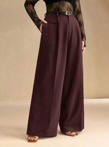 Anewsta Plus Size Women Casual Wide Leg Trousers, Chic Office/Commuting Pants, New Year Graduation, Back To School, Teachers For Women Winter Fall Autumn