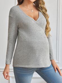 SHEIN Side Tie Minimalist Versatile Nursing Wear - Light Grey - View 4