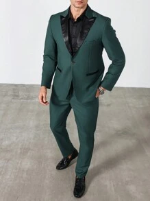 Manfinity Mode Ensemble chemise et pantalon minimaliste pour hommes, couleur unie, manches longues, coupe épurée