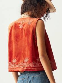 Bohemela 休闲编织串珠刺绣图案短款女式背心