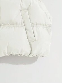 Flirla Chaleco acolchado casual de invierno para mujer con cierre de cremallera, cuello y bolsillos