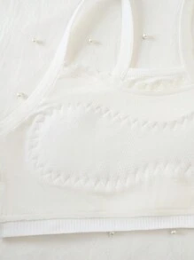 4pcs Tween Girls Cute Print Lace Trim Removable Padded Cami Bra Set - Multicolor - View 3