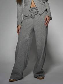 MISSGUIDED Ribbed Knit Cardigan Wide Leg Loungewear Set Cozy Winter Lounge Set Knitted Two Piece Long Sleeve Lounging Pants Relaxed Fit Living Room Ensemble