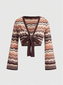 ROMWE Fashionable Knitted Cardigan Sweater - Multicolor - View 1