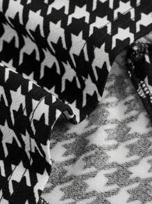 SHEIN MOD Plus Size Colorblock Houndstooth Print Bandeau Top & Satin Midi Skirt 2 Pieces Set - Black and White - View 4