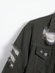 Manfinity CasualKnits Veste en jean décontractée pour hommes, minimaliste et élégante pour un port quotidien, automne - Militaire verte - Voir 8