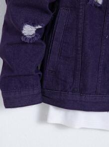 Manfinity Homme Men's Simple Fashion Casual Denim Jacket, Everyday Wear - Purple - View 8