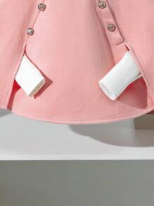 SHEIN Elladie kids 女婴甜美淑女时尚斗篷外套，秋冬 - 粉色 - 查看 4