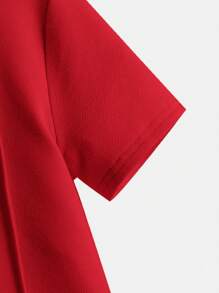 SHEIN Camisa polo de unicolor casual y cómoda con cuello para niños preadolescentes - Rojo - Ver 3