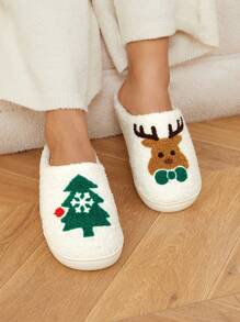 CUCCOO Quty Minimalistische pantoffels met patroondetail voor dames, casual dagelijks gebruik voor de kerst- en nieuwjaarsvakantie, herfst en winter
