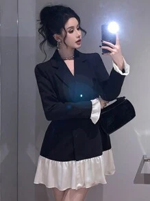DAZY 女士短款鸡尾酒礼服，春秋季，婚礼/派对/情人节/舞会礼服，长袖连衣裙，优雅女士连衣裙