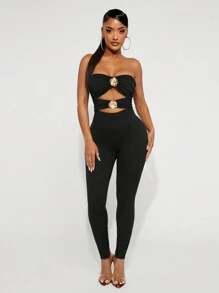 Radiana Fall Women Clothes;Women's Bra Cup Cross Twist Hollowed Out Metal Rose Accessories Bodysuit, 3D Three-Dimensional Flower;For Cocktail Party, Romantic Date, Layered Dress, Party, Formal Event, Nightclub, Halloween, Christmas