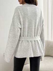 SHEIN 1pc Women's Solid Loose Drop Shoulder Long Sleeve Casual Cardigan, Autumn/Winter