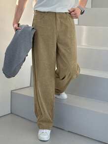 DAZY Pantalones casuales de pierna recta de unicolor para hombres