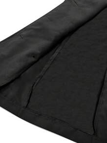 SHEIN LUNE 女士纯色休闲风衣，简约时尚，适合日常穿着 - 黑色 - 查看 3