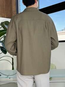 DAZY Men's Textured Fabric Loose Flowy Business Casual Shirt