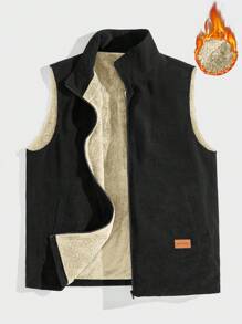 Manfinity VCAY 男士梭织休闲立领时尚背心 - 杏色 - 查看 1