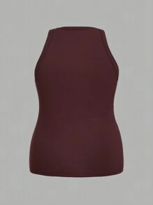 Slaydiva 3 Pcs/Set Plus Size Wide Strap Ribbed Racerback Tank Top, Suitable For Spring & Autumn - Multicolor - View 9