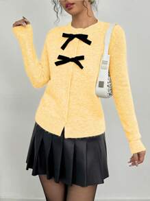 Elenzga Women Casual Splice Long Sleeve Top, Simple And Everyday Wear Fall Cloth For Women - Yellow - View 7