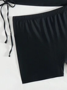 Swim SPRTY 2 件套女士拉链侧抽绳分体式泳衣和短裤，休闲运动沙滩装