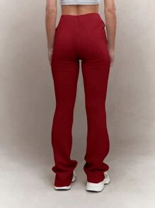 MISSGUIDED High Waist Flared Leggings - Red - View 2