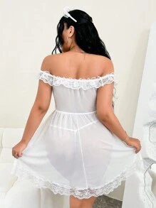 Plus Size 3Pcs Sexy Nurse Role Play Costume Set - White - View 2