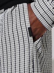 SUMWON Crop Fit Checkered Long Sleeve Shirt And Loose Fit Pants 2 Piece Set - Black and White - View 6