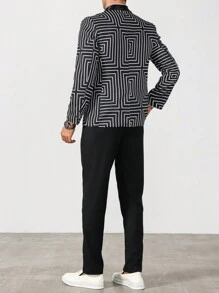 Manfinity Mode Conjunto de camisa de manga larga con botones al frente de unicolor y pantalón largo, look minimalista para hombres