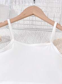 Sparklyn Set formal de 3 piezas para niña preadolescente: chaleco con cinturón, camiseta blanca, falda de malla para primavera/verano - Albaricoque - Ver 5