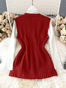Chiquease Women's Solid Color Minimalist Casual Everyday Vest - Red - View 2