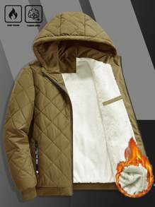 Manfinity Homme 1 件宽松男士拉链连帽绗缝保暖内衬夹克