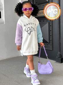 SHEIN Moletom Longo com Capuz Solto de Dois Tons, Moda Jovem Feminina - Azul - Visão 1