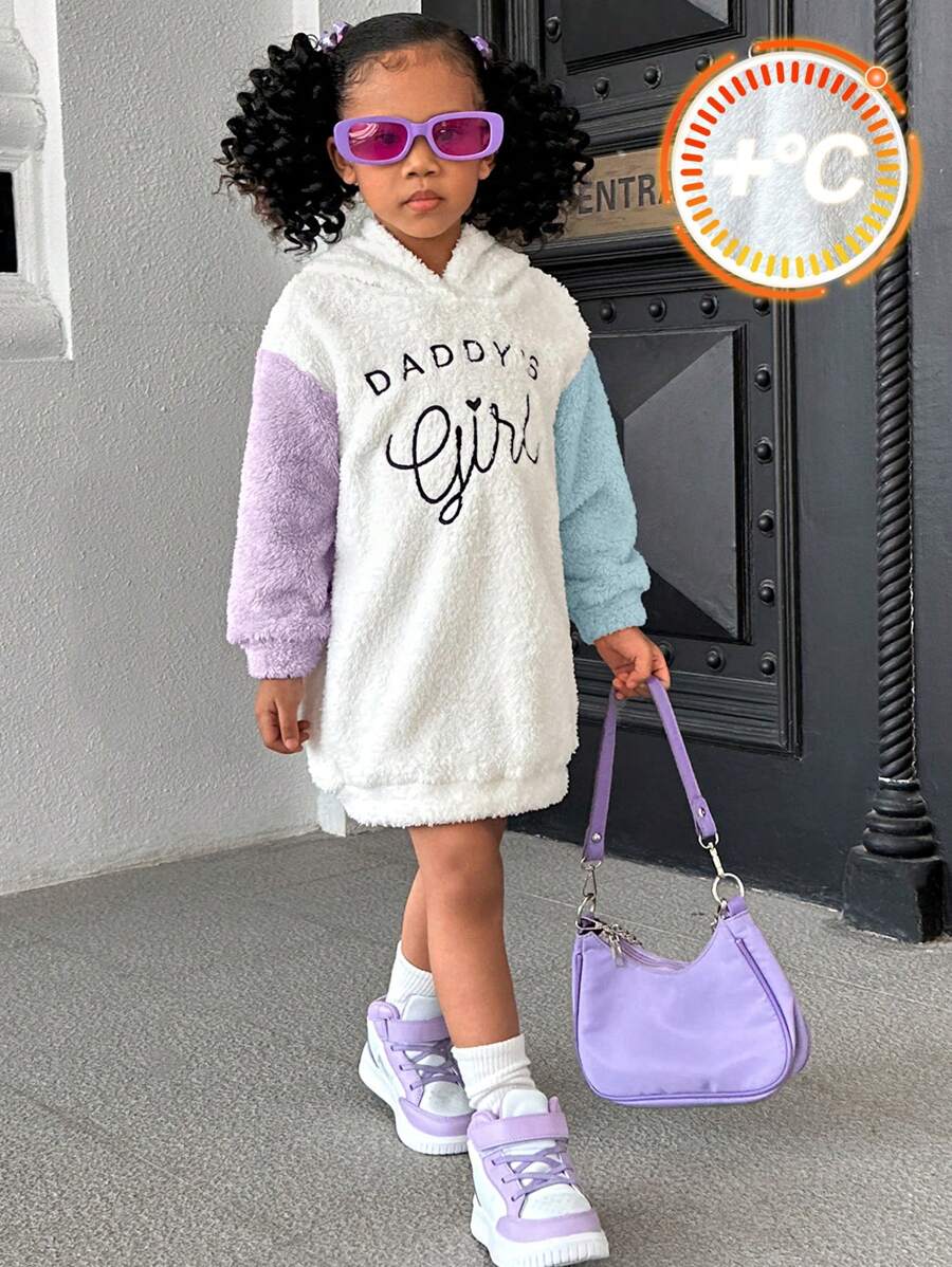 SHEIN Moletom Longo com Capuz Solto de Dois Tons, Moda Jovem Feminina - Azul - Visão 1