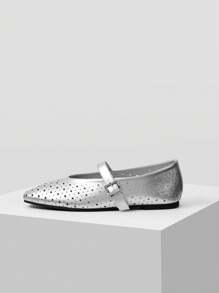 MOTF PREMIUM GIÀY LÓT MŨI VUÔNG CẮT LASER DÀNH CHO NỮ, CHO NGÀY VALENTINE, GIÀY MÙA XUÂN, KỲ NGHỈ XUÂN LỄ PHỤC SINH - Bạc - Xem 4