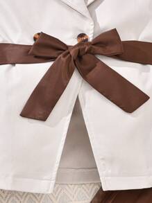 Sparklyn Set formal de 3 piezas para niña preadolescente: chaleco con cinturón, camiseta blanca, falda de malla para primavera/verano - Albaricoque - Ver 3