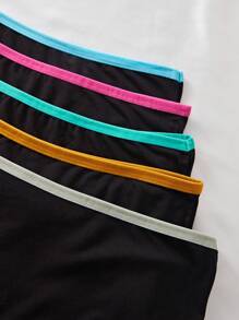 Set de 5 pantis con cinturilla de colores contrastantes minimalistas para mujer