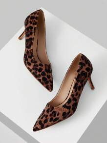 MOTF PREMIUM FASHIONABLE PARTY LEOPARD PRINT RHINESTONE DECORATED WOMEN'S POINTED TOE HIGH HEEL SHOES, VALENTINES