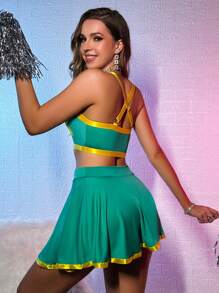 4pcs Women Costume Set (Top, Skirt, Headpiece)