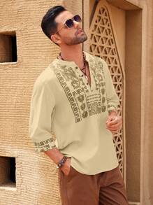 Manfinity RSRT Men's Simple Fashion Casual Long Sleeve Shirt, Everyday Wear