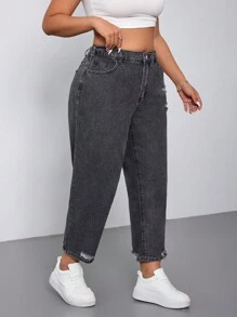 Jeanoix Plus High Waist Ripped Jeans