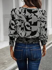 SHEIN LUNE Áo cánh thường ngày in hình bóng của phụ nữ cho mùa thu - Nhiều màu - Xem 2