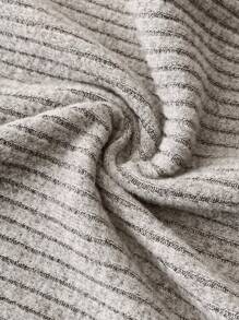 SHEIN Maternity Solid Round Neck Short Sleeve Ribbed Bodycon Casual Dress - Khaki - View 8